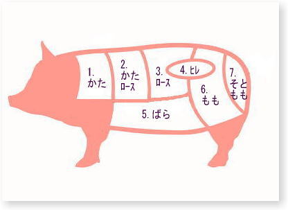 豚肉の部位説明図